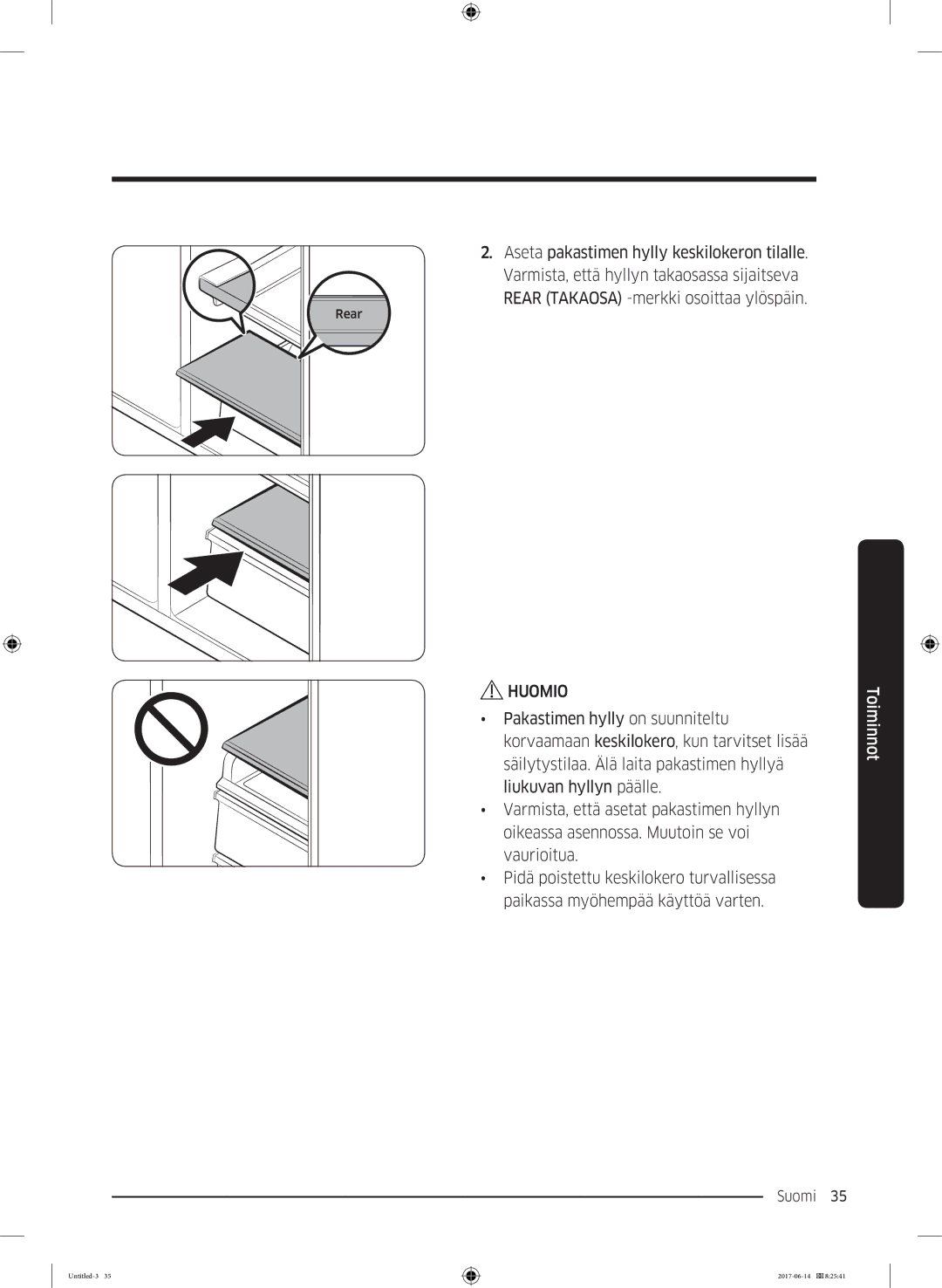 Samsung RF60J9020WZ/EE manual Suomi 35  